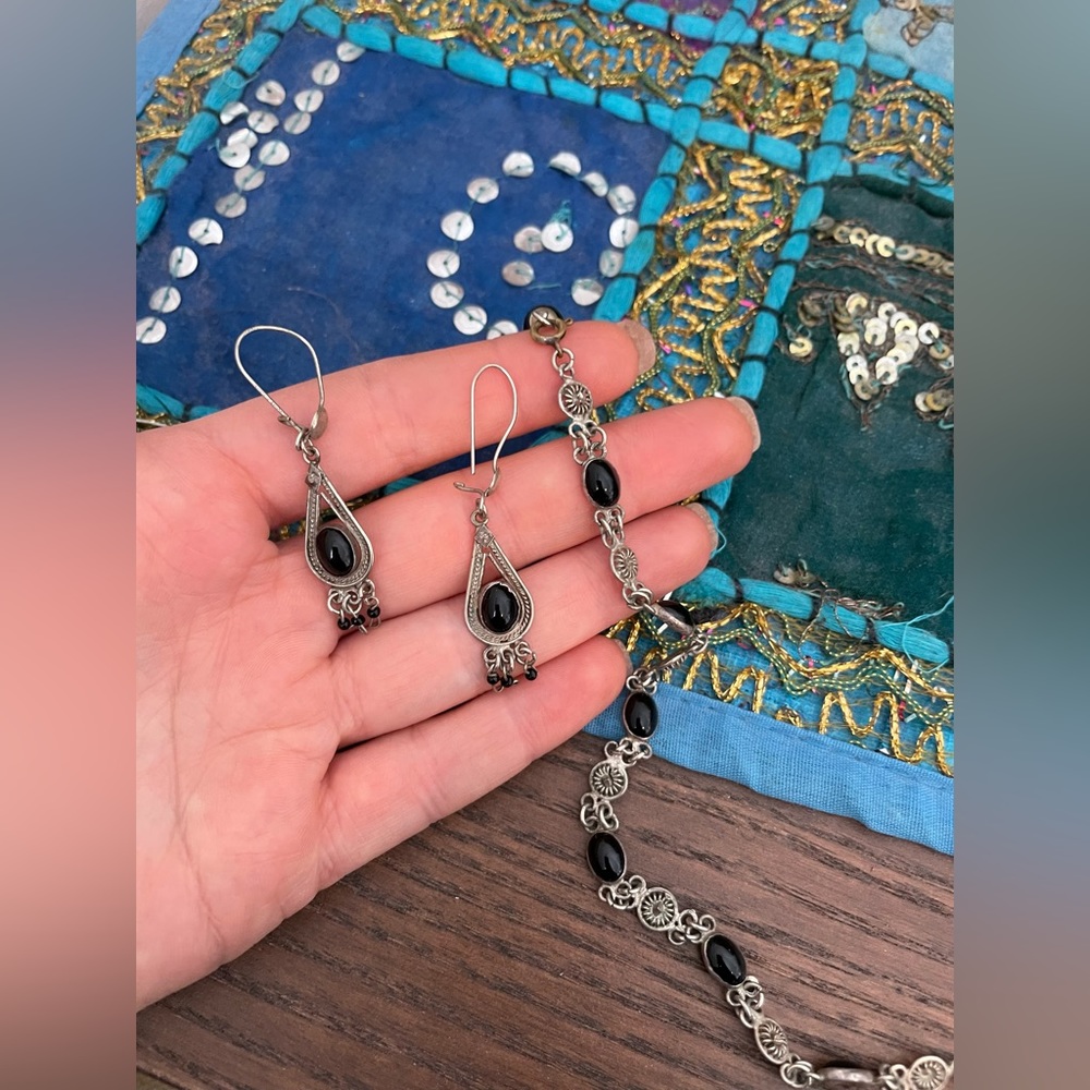 $ firm Silver Bracelet and earrings set